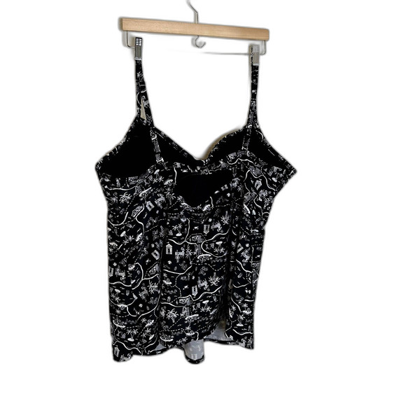 Plus Size 4X Black & White Tankini Top Swimsuit Adjustable Straps Swimwear - Picture 2 of 6
